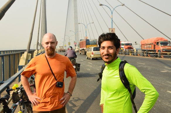 Mithun on our tour of the city