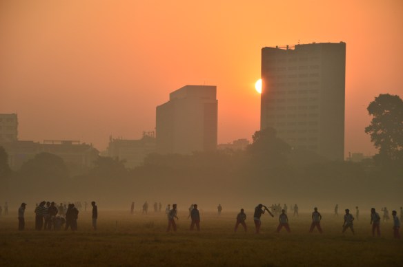 sunrise over the cricketers on the Maidan