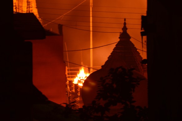 the flames of the burning ghat